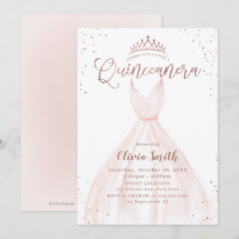 Elegant ro glitter rosa dress quinceañera i inbjudningar