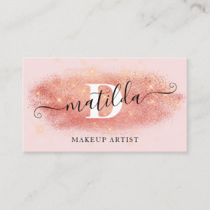 Elegant ro glitter rosa makeup artist visitkort