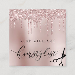 Elegant ro glitter sax hårstilist fyrkantigt visitkort