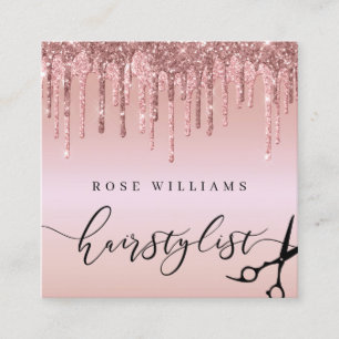 Elegant ro glitter sax hårstilist fyrkantigt visitkort