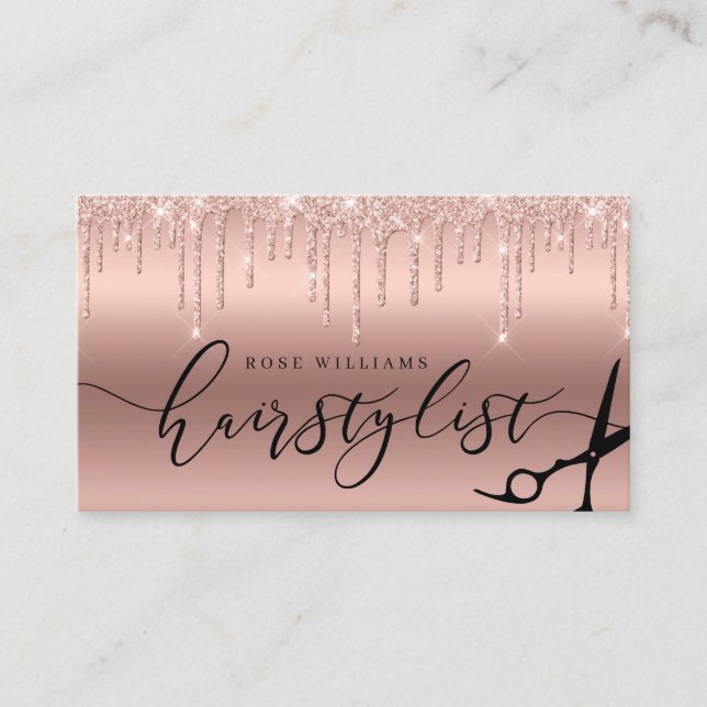 Elegant ro glitter sax hårstilist squ visitkort (Framsida)