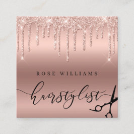 Elegant ro glitter-saxar fyrkantigt visitkort