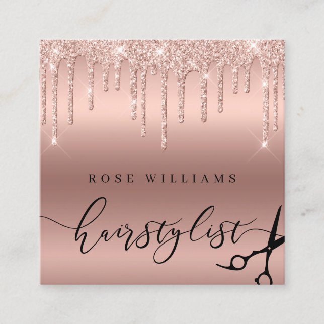 Elegant ro glitter-saxar fyrkantigt visitkort (Framsida)