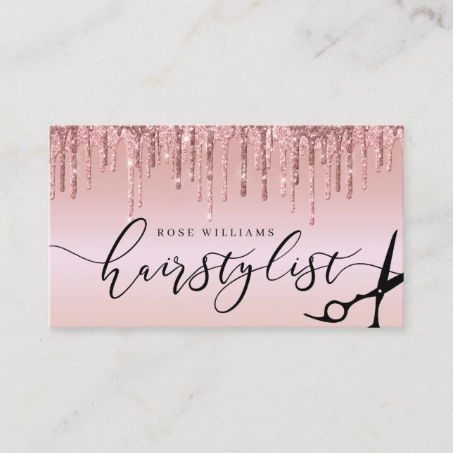 Elegant ro glitter saxar hårstylist squ visitkort (Framsida)