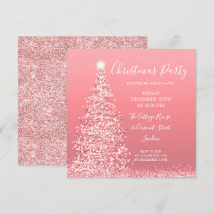 Elegant Ro Glitter Träd jul Party vid Guld i Inbjudningar