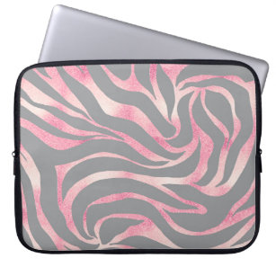Elegant Ro Glitter Zebra Grått Animaliska utskrift Laptop Fodral