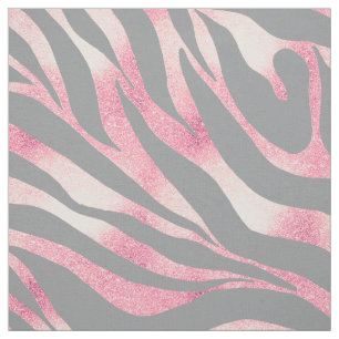 Elegant Ro Glitter Zebra Grått Animaliska utskrift Tyg