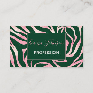 Elegant Ro Glitter Zebra Grönt Animal Print Visitkort