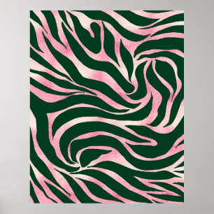 Elegant Ro Glitter Zebra Grönt Animaliska utskrift Poster