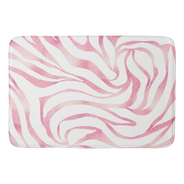 Elegant Ro Glitter Zebra White Animal Print Badrumsmatta (Framsidan)