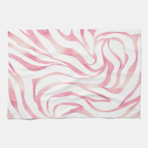 Elegant Ro Glitter Zebra White Animal Print Kökshandduk