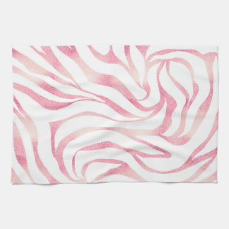 Elegant Ro Glitter Zebra White Animal Print Kökshandduk