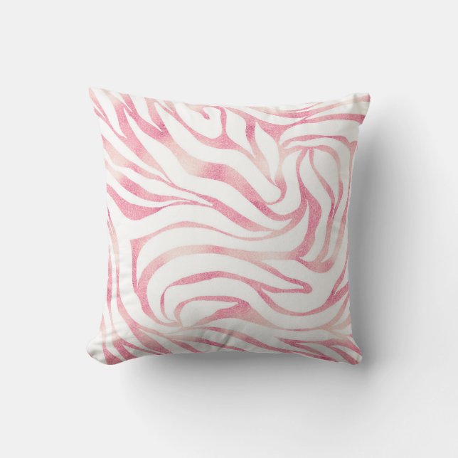 Elegant Ro Glitter Zebra White Animal Print Kudde (Framsida)