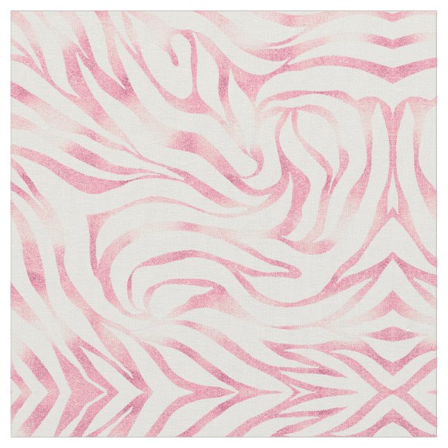 Elegant Ro Glitter Zebra White Animal Print Tyg (Närbild)