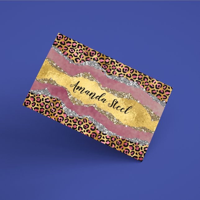 Elegant  ro-glittermongram för djurtryck visitkort (Skapare uppladdad)