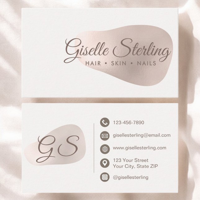 Elegant Ro Gold Foil Abstrakt  Beauty Visitkort (Skapare uppladdad)