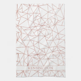 Elegant Ro Gold Foil Copper Geometric Polygon Kökshandduk