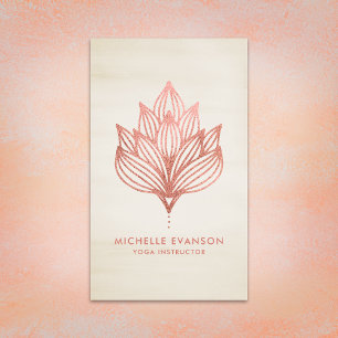 Elegant Ro Gold Foil Lotus Blommigt Beige Visitkort