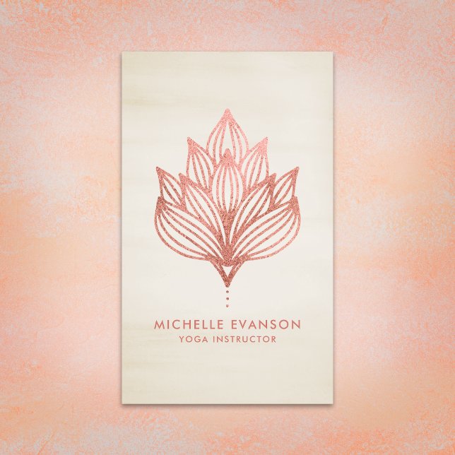 Elegant Ro Gold Foil Lotus Blommigt Beige Visitkort (Skapare uppladdad)