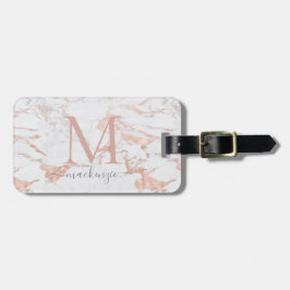 Elegant Ro Gold Foil Marble Monogram Bagagebricka