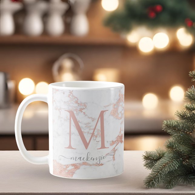 Elegant Ro Gold Foil Marble Monogram Kaffemugg (Skapare uppladdad)