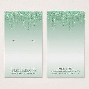 Elegant Ro Grönt Glitter Drips för metallisk avläs Visitkort