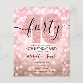 Elegant Ro Guld 40:e födelsedag Party Inbjudan