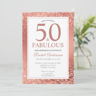 Elegant Ro Guld 50 och Fabulous 50:e födelsedag Inbjudningar