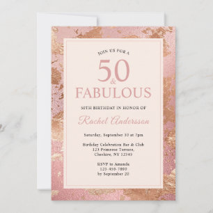 Elegant Ro Guld 50 och Fabulous 50:e födelsedag Inbjudningar