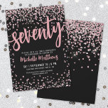 Elegant Ro Guld 70:e födelsedagen Inbjudningar<br><div class="desc">Inledning av en chic och firande av 70:e födelsedagsfest inbjudan, perfekt för att markera denna speciella milstolpe i stil. Elegantens utformning har en blandning av konfekti från silver glitter, vilket ger en aning roligt och festivitet. Överst visas "70" på en framträdande plats i fet kalligrafi, där tonen för ett oförglömligt...</div>