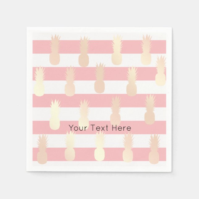 Elegant ro guld ananas mönster stripe pappersservett (Framsidan)