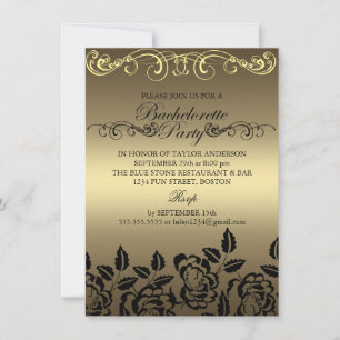 Elegant Ro Guld Bachelorette Party bjudande Inbjudningar