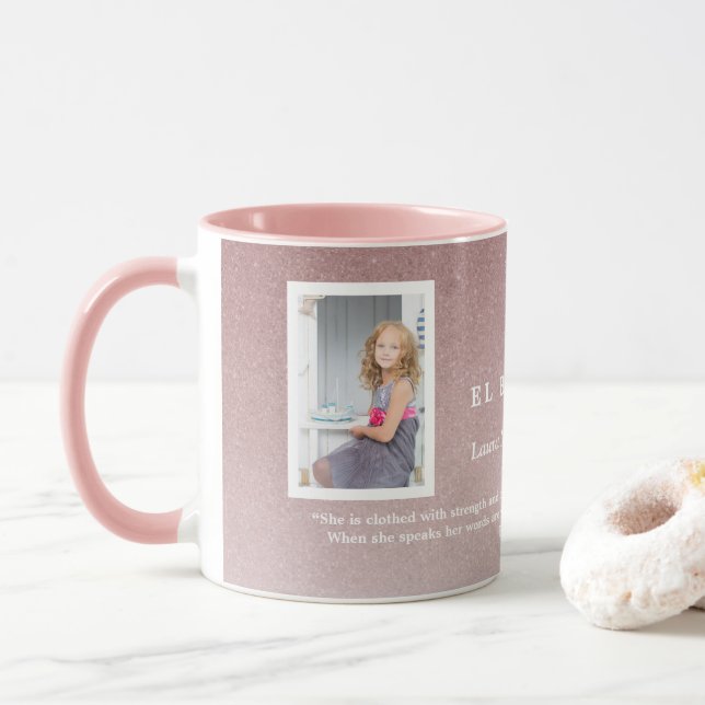 Elegant Ro Guld Bautizo Baptism Girl Photo Mugg (Med munk)