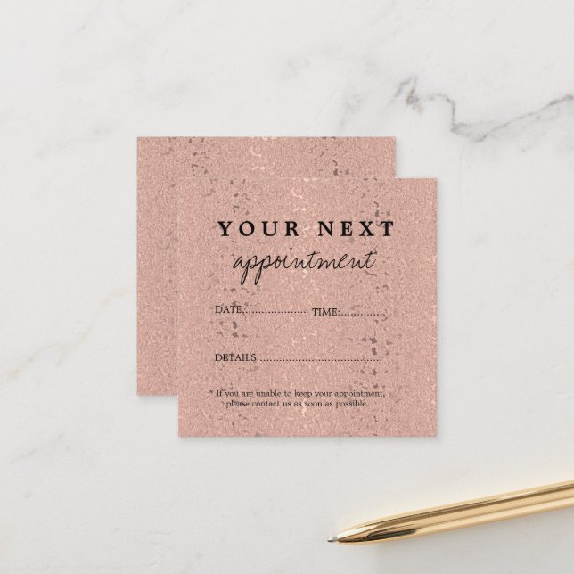 Elegant Ro Guld Beauty Salon Tidsbeställning Kort (Fram/Back In Situ)