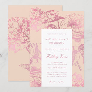 Elegant Ro Guld Blommigten Bröllop Vow Renewal Inbjudningar