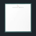 Elegant Ro Guld Botaniska Gren Teal Ram Anteckningsblock<br><div class="desc">Elegant ro guld konst botaniska gren logotyp med mörk ram,  personlig med namn,  anteckningsblock. Textteckensnittet stil och färg kan anpassas.</div>
