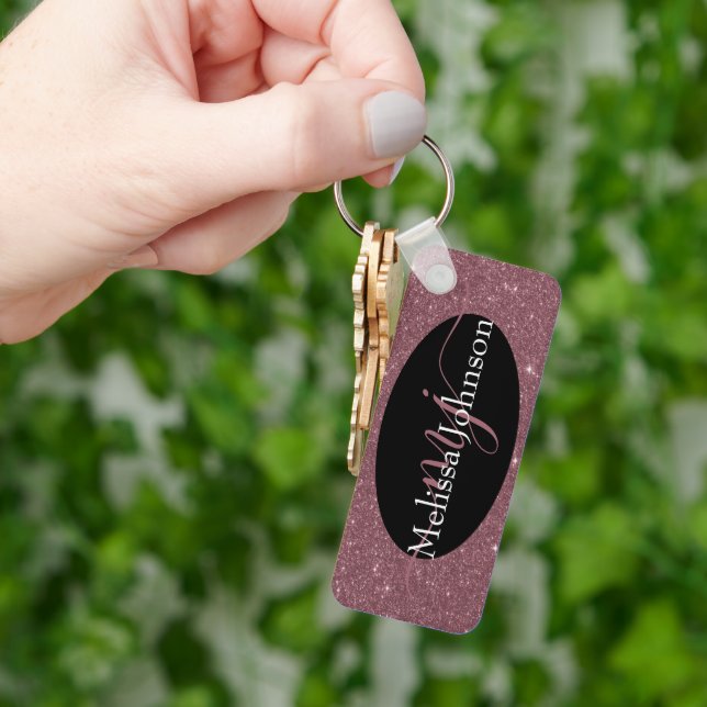 Elegant Ro Guld-brev på Black Keychain Nyckelring (Hand)
