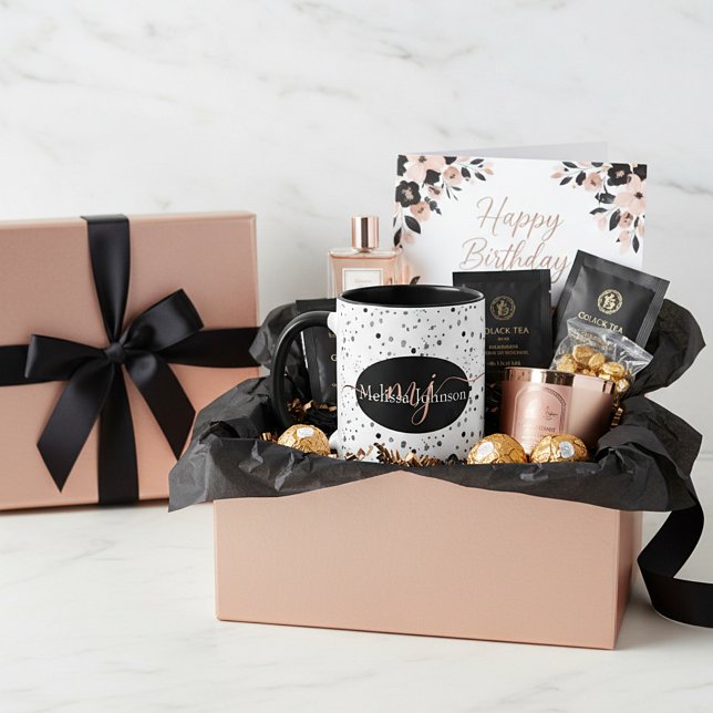 Elegant Ro Guld-brev på Svarta Mugg (Skapare uppladdad)