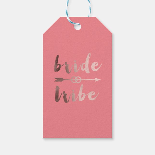 elegant ro guld, brickpil för stam bröllop ringar presentetikett (Framsidan)