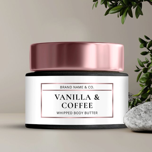Elegant Ro Guld Brödtext Butter Burk Wrapper-etike Vattenflaska Etikett (Rose gold effect cosmetic jar wrap around label)