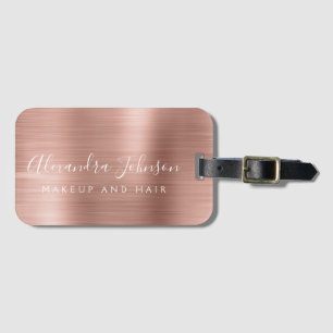 Elegant Ro Guld Brushed Metall Monogram Namn Bagagebricka
