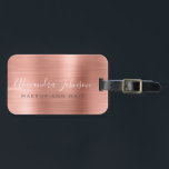 Elegant Ro Guld Brushed Metall Monogram Namn Bagagebricka<br><div class="desc">Elegant och Modern Ro Guld -  Rosa Brushed Metall Foil Monogram Cursive Script Namnteckning Namn och Job Title eller Position Professionell Luxury Luggage eller Bag Märkre. Den här märkrn är perfekt för Back to school,  Work,  Hair och Beauty Salon eller Traveling.</div>