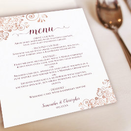 Elegant Ro Guld & Burgundy BUDGET Bröllop Menu