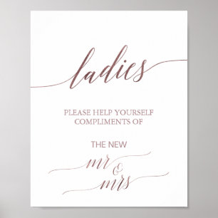 Elegant Ro Guld-calligrafi Dam Bathroom-tecken Poster