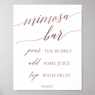 Elegant-Ro-Guld-calligrafi Mimosa-Pub-tecken Poster