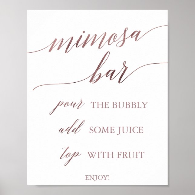 Elegant-Ro-Guld-calligrafi Mimosa-Pub-tecken Poster (Framsidan)