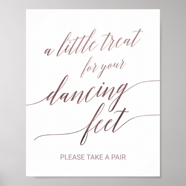 Elegant Ro Guld Calligraphy Dancing Feet Sign Poster (Framsidan)