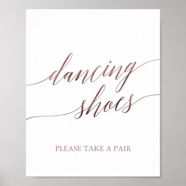 Elegant Ro Guld Calligraphy Dancing Shoes Sign Poster (Framsidan)