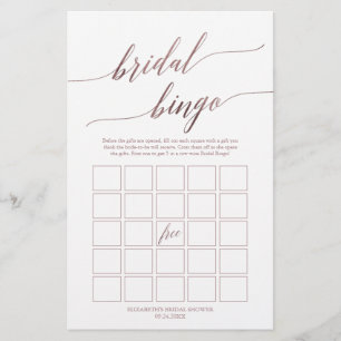 Elegant Ro Guld Calligraphy Möhippa Bingo Game Flygblad