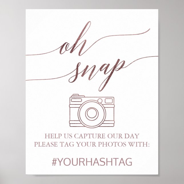 Elegant Ro Guld Calligraphy Oh Snap Sign Poster (Framsidan)